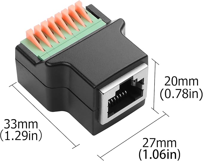 YAODHAOD RJ45 Quick Connect Solderless Adapter, RJ45 8P8C Female Jack to 8 Pin Spring Crimp Terminal Plug Connector for Cat7 Cat6 Cat5 Cat5e Ethernet Extender