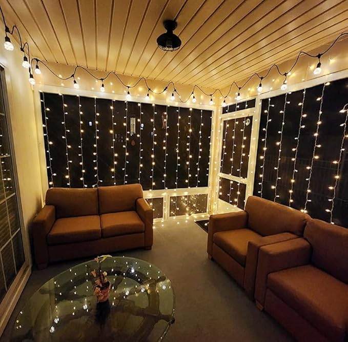 Lighting EVER 594 LED Curtain Lights, 20 x 10 ft Plug in Hanging Fairy String Lights, Wedding Party Backdrop Lights, Twinkle Lights for Wall, Patio, NOT Connectable (XL Size, 27 Strings, 9" Apart)