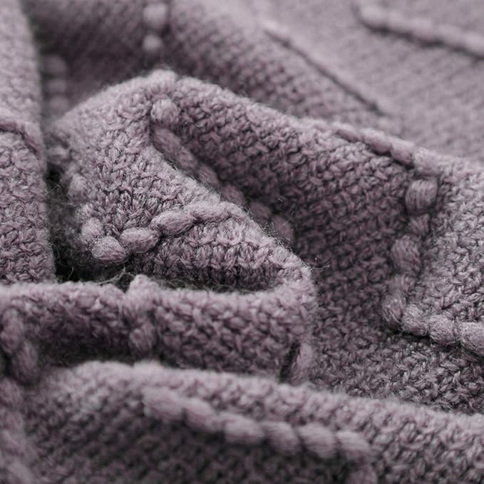 BOURINA Dark Lavender Throw Blanket 60 x80 Inches Throw Textured Solid Soft Sofa Throw Couch Knitted Decorative Blanket
