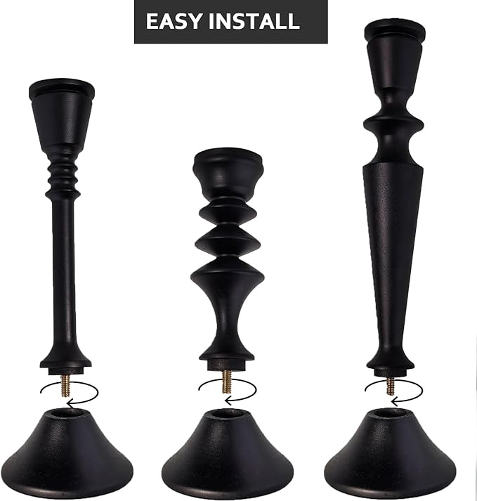 Candlestick Holders Black Candle Holder Set in 3 Designs-Taper Candle Holders Set of 3 for Candlesticks,Modern Wood Candle Stick Candle Holders for Decor
