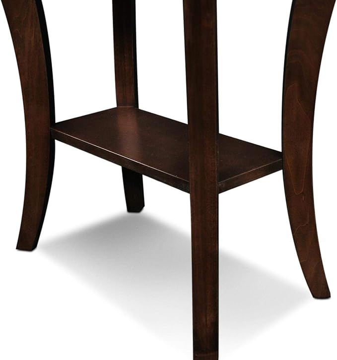 Leick Home Boa End Table, Solid Wood, Narrow, Bottom Display Shelf, Easy-Assembly, For Living Room/Bedroom, Chocolate Oak, 24.0 in. L x 14.0 in W x 24.0 in. H, 10305