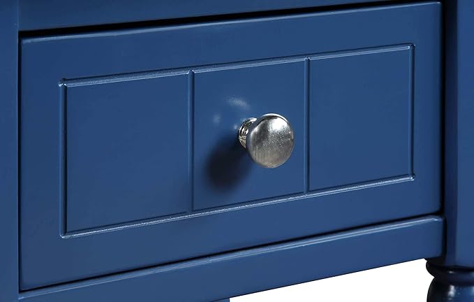 Convenience Concepts French Country Khloe 1 Drawer Accent End Table 14" - Traditional Farmhouse Side Table with Storage Drawer and Shelf for Living Room, Cobalt Blue