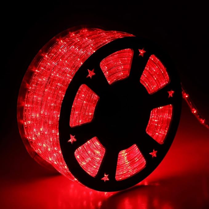 100Ft LED Rope Lights, LED Strip Lights Outdoor Waterproof Decorative Lighting for Indoor/Outdoor, Eaves, Backyards Garden, Halloween and Christmas Decorations(Christmas Red)