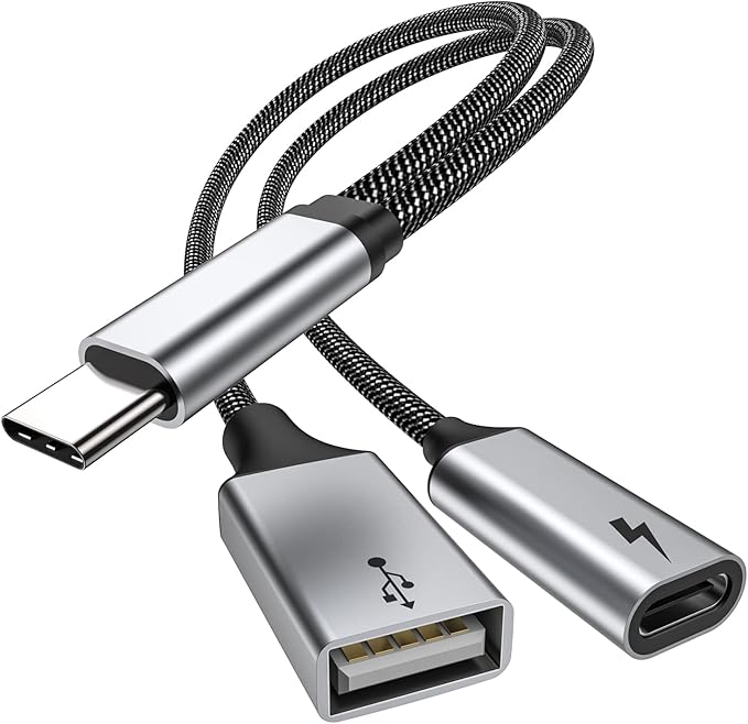 USB C OTG with Charging OTG adapter Type C OTG Splitter with 60W PD Fast Charge Compatible for steam deck,Galaxy S26,Switch,Google Chromecast with Google TV,Onn TV 4k Plus,Pi-KVM,3D Printer,Octa4a