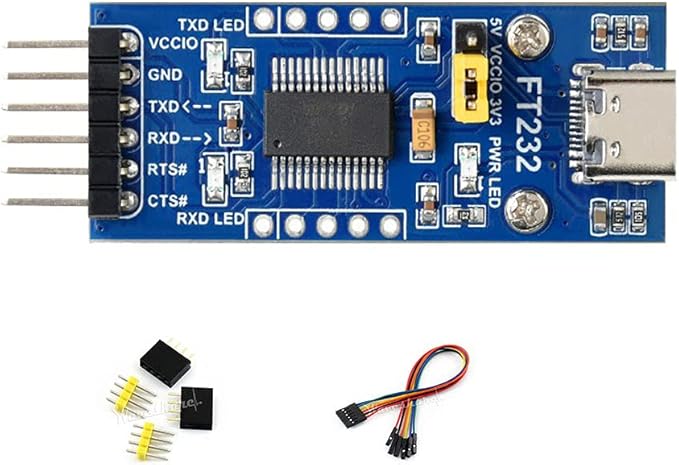 FT232 USB to UART (TTL) Communication Module, USB-C Connector, Compatible 3.3V/5V Logic Level, Supports Mac OS, Linux, Android, Wince, Windows 7/8/8.1/10/11...