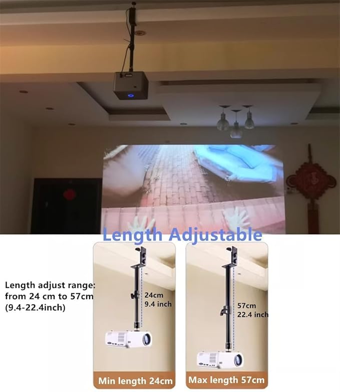 Adjustable Long Arm Projector Ceiling Mount Stand, Universal Desktop Overhead Camera Mount, Metal Projector Hanging Mount for Aurzen Nebula XGIMI AuKing and Most Mini Projectors, Webcams & Cameras
