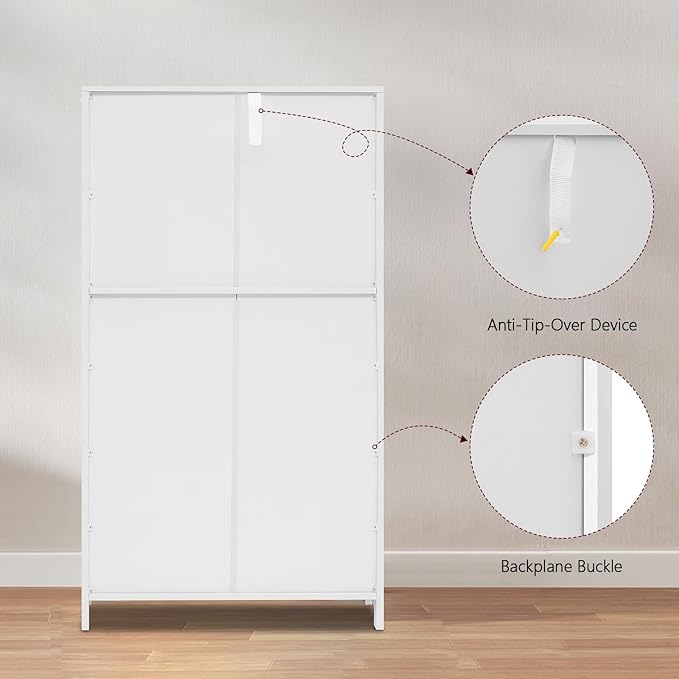 WEENFON Bathroom Cabinet with Adjustable Shelf, Storage Cabinet with 2 Doors & 2 Drawers, Cupboard, for Living Room, Hallway, White