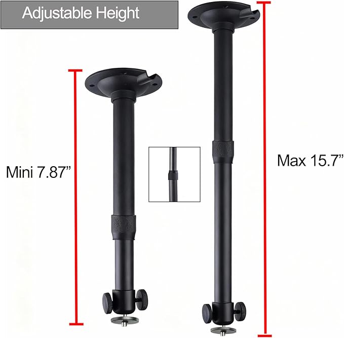 Projector Ceiling Mount with New Gimbal, Adjustable Length Projector Mount, ¼-Inch Screw, Compatible with Most Projectors, Ceiling/Wall Use with Adjustable Angle (Dark) (Black)