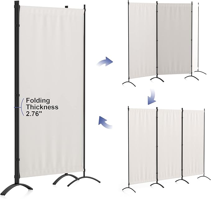 Morngardo Room Divider Folding Privacy Screens 3 Panel Partitions Dividers Portable Separating for Home Office Bedroom Dorm Decor