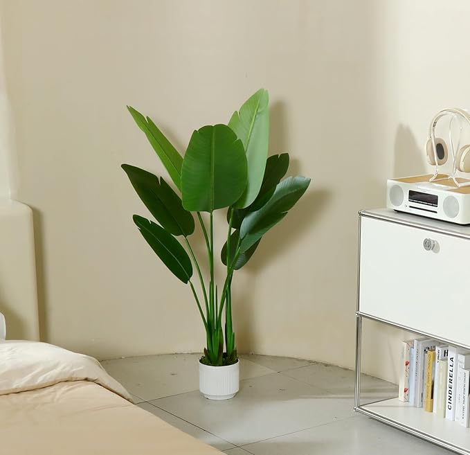 Bird of Paradise Plant Artificial 4ft,Faux Plants Indoor Tall with 8 Trunks - The Perfect Indoor Silk Floor Plant for Home Decor in Living Room, Office, and Bedroom (4FT Bird of Paradise)