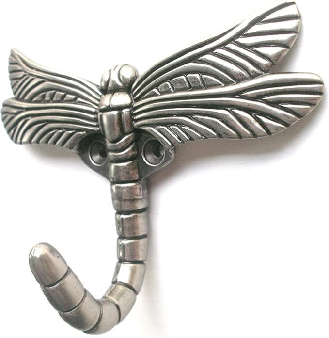 Dragonfly Hooks Wall Mounted Cloak Rack, Animal Heavy Duty Vintage Decorative Hooks, Indoor Outdoor Universal Cloak Rack Hooks for Coat Towel Robe Clothes Hats Bags Keys, Pack of 4