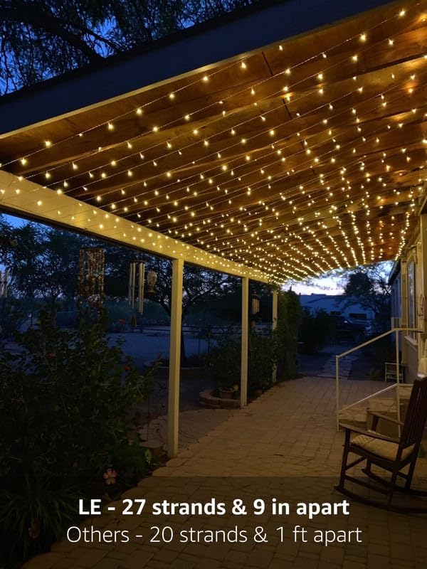 Lighting EVER 594 LED Curtain Lights, 20 x 10 ft Plug in Hanging Fairy String Lights, Wedding Party Backdrop Lights, Twinkle Lights for Wall, Patio, NOT Connectable (XL Size, 27 Strings, 9" Apart)