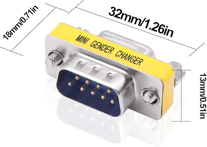 DB9 Gender Changer Solderless Connector Male to Male Adapter Mini RS232 D-SUB 9 Pin Serial Cable Coupler-4pcs