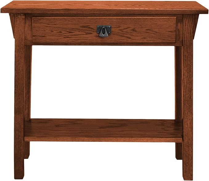 Leick Home Mission Console Table, Solid Wood, 1 Storage Drawer, Bottom Display Shelf, Narrow Depth, Easy-Assembly, For Living Room/Hallway, Russet, 30 in L x 10 in W x 28 in H, 9057-RS