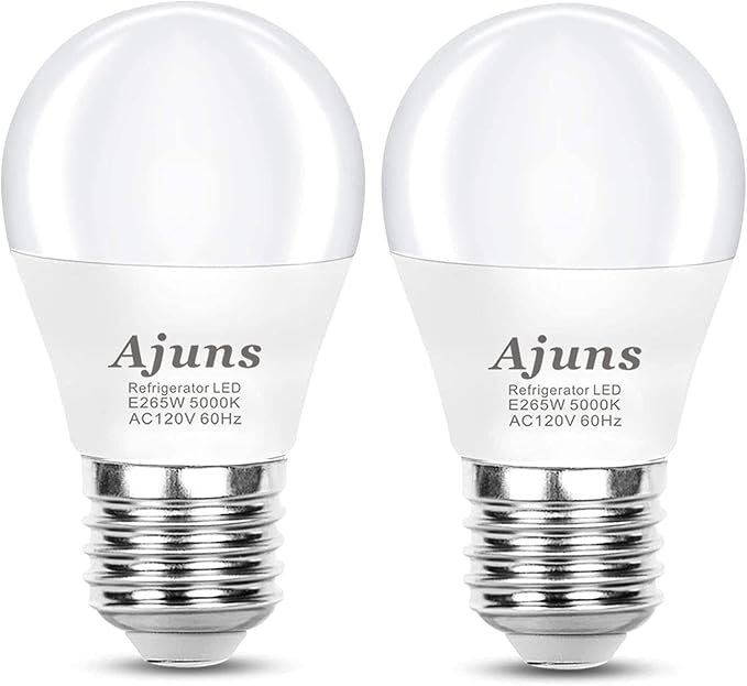 LED Refrigerator Light Bulbs 40W Equivalent 120V A15 Fridge Waterproof Bulbs 5W Daylight White 5000K E26 Medium Base Freezer Light Bulbs Non-dimmable, 2Packs
