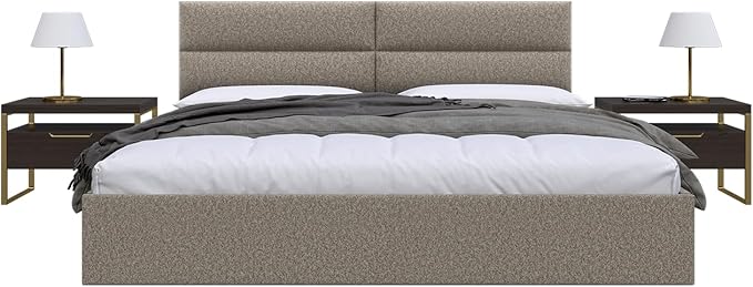 Vänt Upholstered Wall Panels - King/Cal King Size Wall Mounted Headboards - Faux Merino Wool Brown - Twin/King - Set of 4 Panels (Each Individual Panel 39"x11.5")