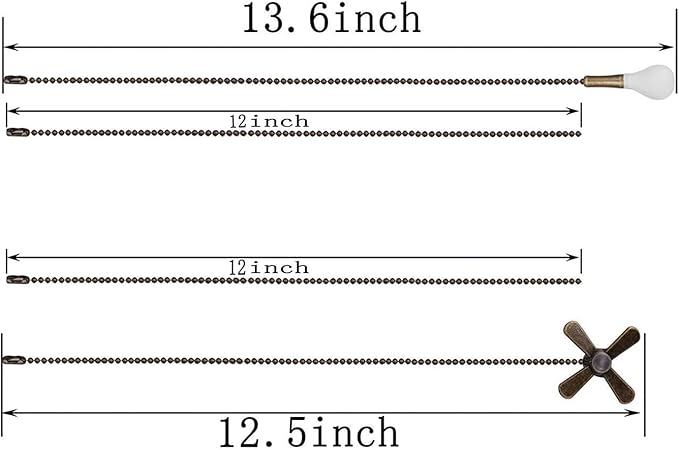 Ceiling Fan Pull Chain,24Inch Extra Long with Decorative Frosted Glass Bulb and Fan Cord,Fit All Standard 3mm Diameter Ceiling Fans(Dark Antique)