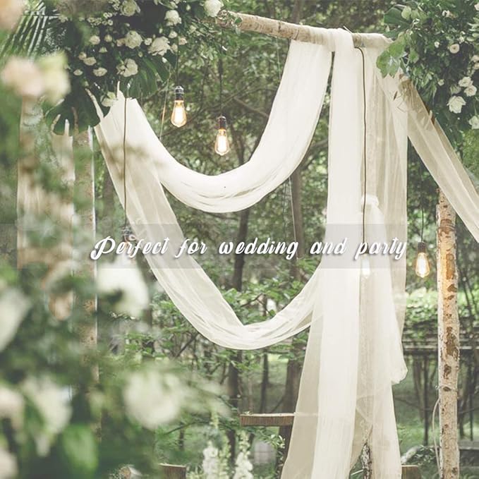 NICETOWN Sheer Bed Canopy Scarf Valances 216 Long - Home Decoration Voile Scarf Valance Topper for Wedding, Party, Venue, Celebration Decoration, DIY (1 Piece, W60 x L216, Off White)