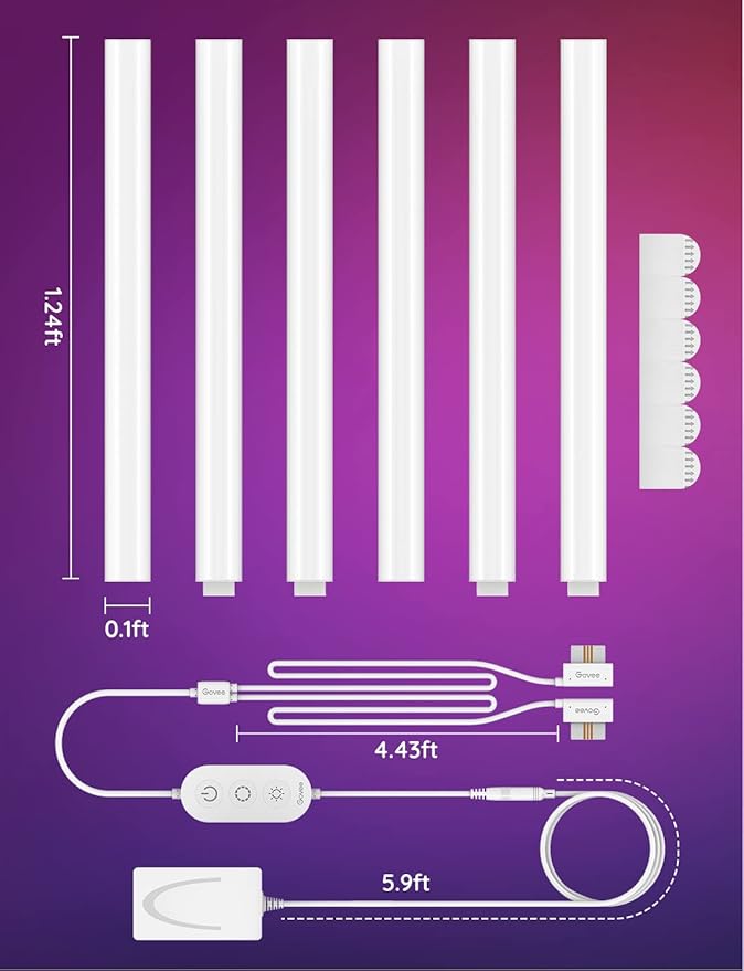 Govee Glide Wall Lights, RGBIC LED Light, Smart Gaming Light Works with Alexa and Google Assistant, RGB Lights Bar, LED Wall Lights for Bedroom, 2 Panels Set (3 Sections/Panel)