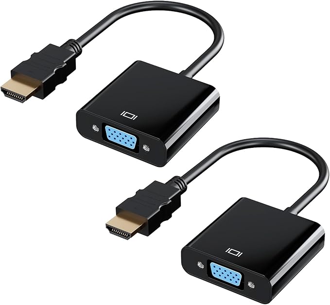 HDMI to VGA Adapter, 2-Pack Gold-Plated Female Converter for Laptop, Desktop, PC, Monitor, Projector, HDTV, Xbox, 1080P HD Resolution