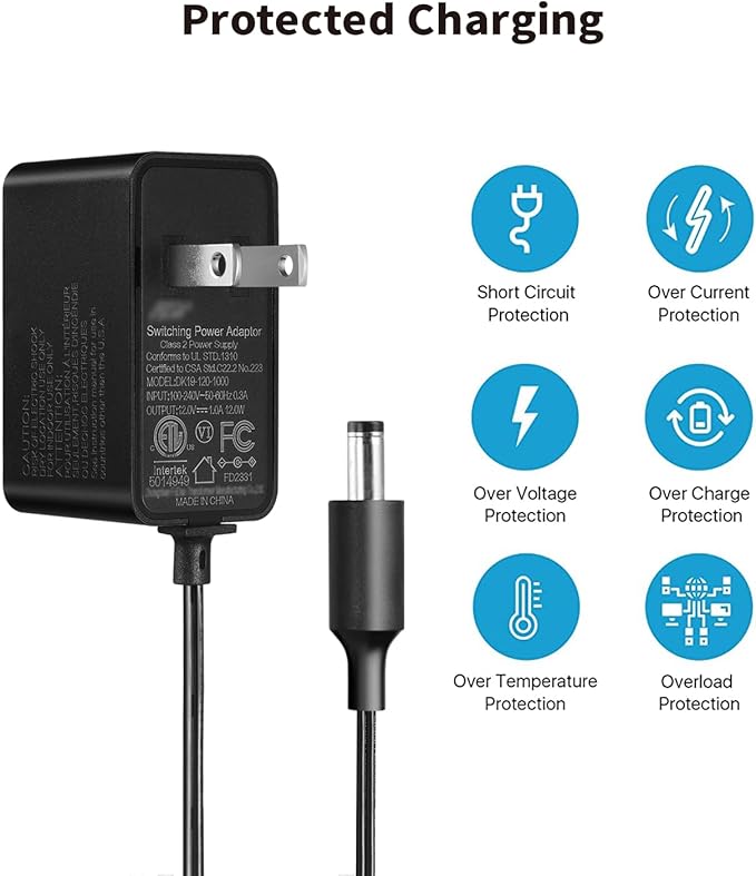 Tonton 12V 1A 10ft AC/DC Long Power Supply Adapter Cord 12W Wall Charger AC 100V-240V to DC 12 Volt with 8 Tips for LED Strip Light, CCTV Camera, BT Speaker, GPS, Webcam, Router, UL/CE/FCC Certified