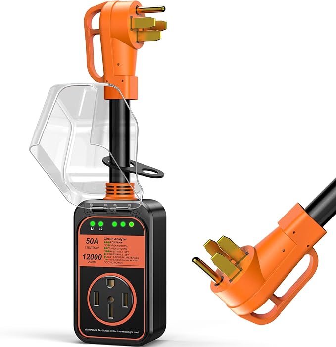 MILLIONHOME RV Surge Protector 50 Amp, 𝟐𝟎𝟐𝟔 𝐍𝐞𝐰 𝐔𝐩𝐠𝐫𝐚𝐝𝐞𝐝 Voltage Protection RV Power Surge Protectors Waterproof, RV Adapter Plug for Camper, Circuit Analyzer for Travel Trailers