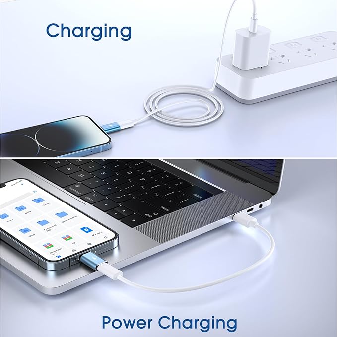 TechMatte Female USB C to Male Lightning Adapter 3 Pack 2.2A Charging Data Transfer, Compatible with iPhone 14, 13, 12, 11 Xs SE iPad iPod AirPods, Not for Audio Headphones/OTG Android Anti-Lost, Blue