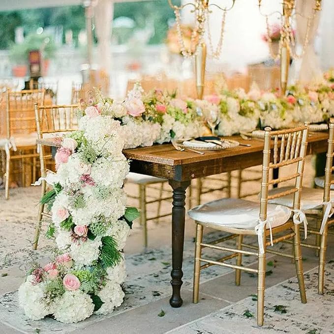 WEISPARK 100PCS Artificial Hydrangea Flowers, Fake Flowers Silk Hydrangea Full Flowers Heads with Stems for Wedding Home Party Shop Baby Shower Decor (Ivory)