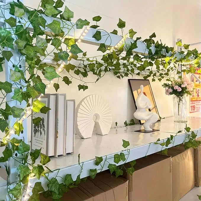 RECUTMS Fake Vines for Room Decor 86 FT Artificial Ivy Garland Hanging Plants Faux Greenery Leaves Bedroom Decor Aesthetic for Wall Wedding Party Home Garden Office Patio Outdoor Decoration(12 Pack)
