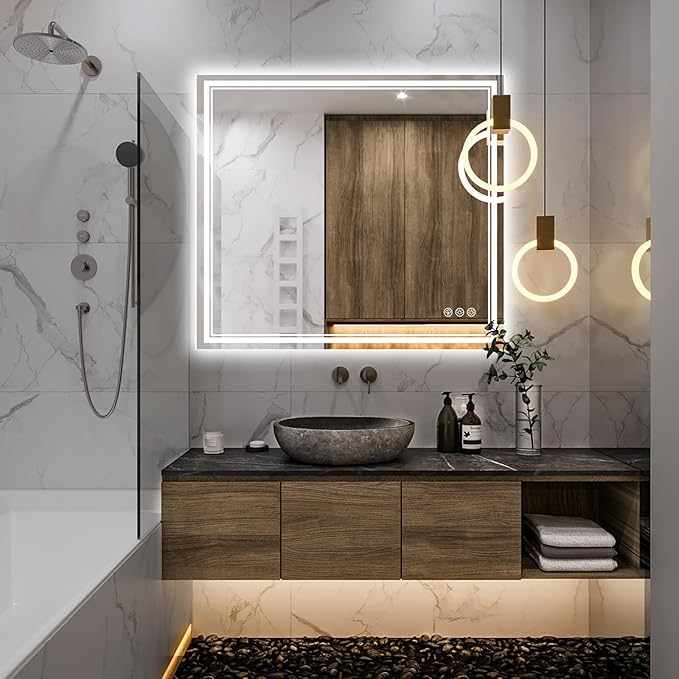 40x36 Inch Led Mirror for Bathroom with Front Light and Backlit, Dimmable Anti Fog Wall Bathroom Mirror with Led Lights, Water Proof, Decor Vanity Mirror