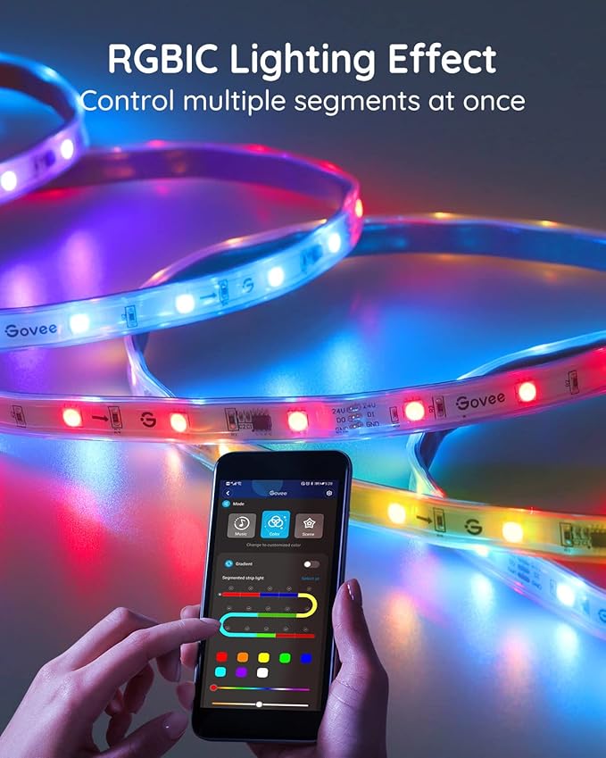 Govee Outdoor LED Strip Lights, 65.6ft Smart Led Strip Lights Work with Alexa and Google Assistant, App Control, IP65 Waterproof, RGBIC Outdoor Lights for Patio, Eave, Patio Decorations