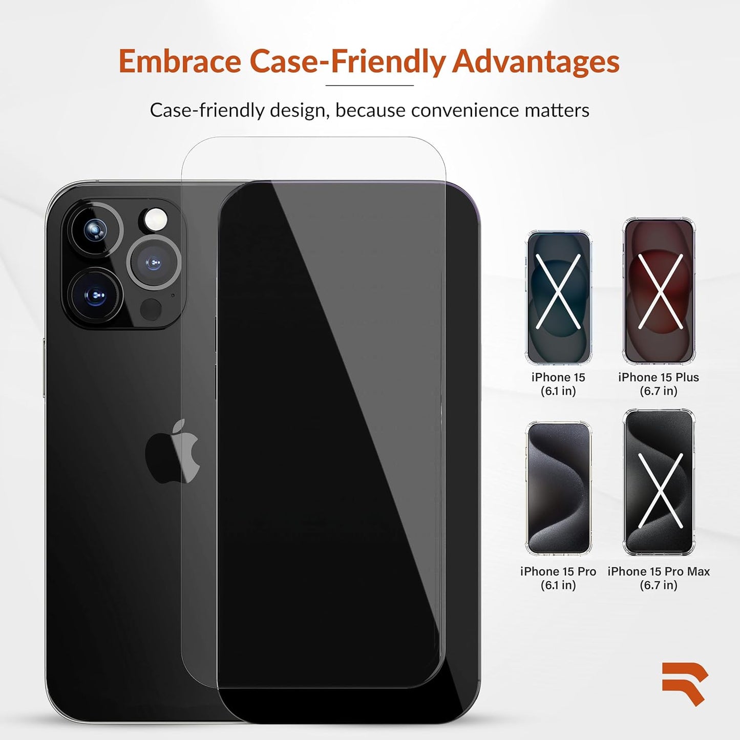 rooCASE Glass Screen Protector for Apple iPhone 15 Pro, (6.1 Inch), Case Friendly Tempered Glass Front Cover