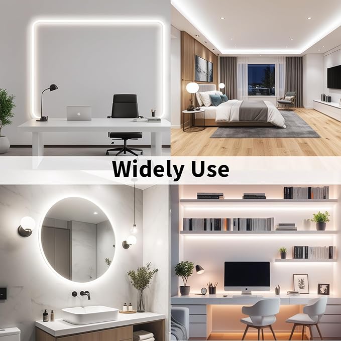 iNextStation 32.8ft/10M White LED Strip Light, 24V 2835 SMD 600 LEDs Flexible Cuttable Waterproof LED Tape Light for Bedroom Kitchen Cabinet Wardrobe TV (Power Adapter not Included)