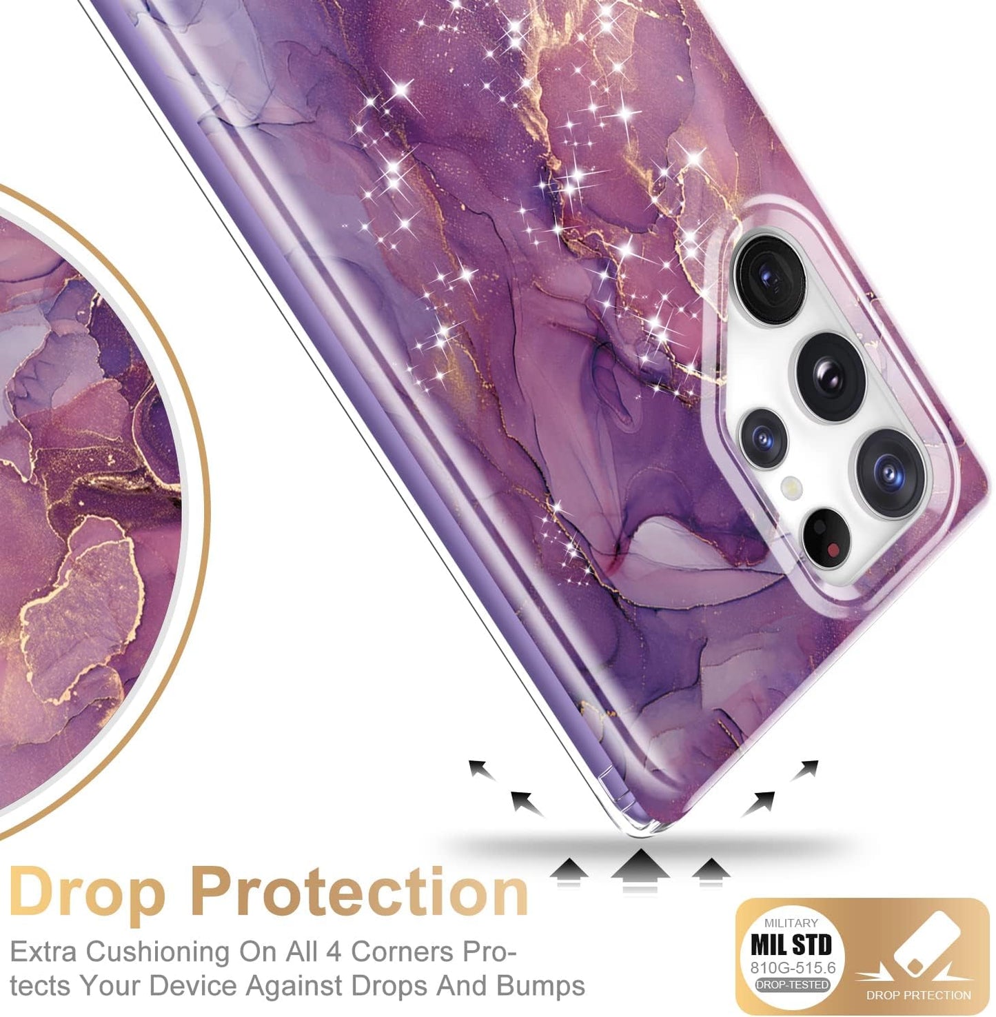 Esdot Military Grade Case for Samsung Galaxy S22 Ultra, 21ft Drop Test Rugged Cover with Fashion Designs for Women,