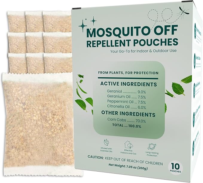 Mosquito Repellent Outdoor Patio, Ourdoor Mosquito Bug Repellent Deterrent Pouches, Mosquito Control for Home Yard Patio Camping Hiking (10 Pouches)