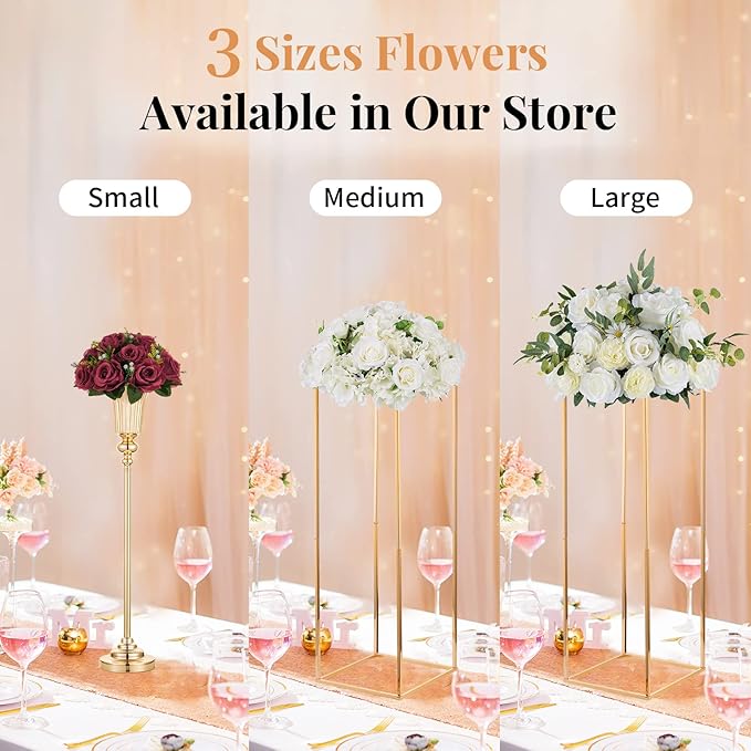 NUPTIO Flower Ball Arrangement Bouquet - 6 Pcs 9.5 inch Diameter Burgundy Fake Flowers Roses Balls for Centerpieces Tables - Artificial Rose Arrangements for Wedding Centerpiece Table Decorations