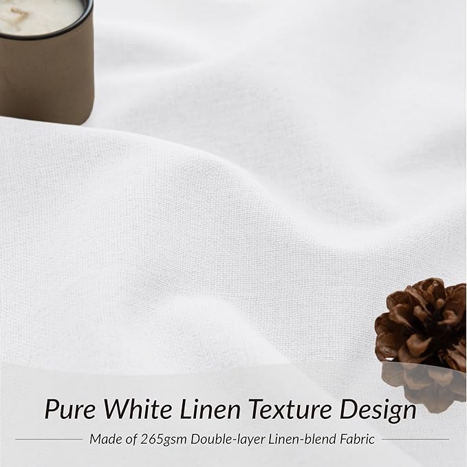 KangBang White Blackout Linen Curtains 96 Inches Long-Pinch Pleated Drapes for Living Room Office Hotel with Hooks, Room Darkening Vertical Curtains & Drapes 2 Panels,40Wx96L, Pure White