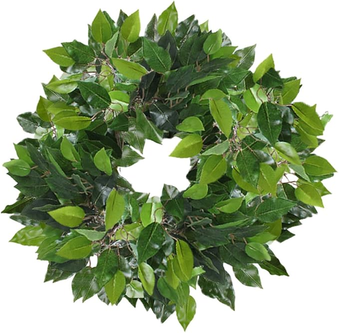 GTIDEA 12 Pcs Ficus Tree Leaves Branches Artificial Greenery Stems Silk Green Leaves Plants for Wreath Benjamina Tree Indoor Outdoor Porch DIY Wedding Christmas Party Farmhouse Wall Decor (24.04 Inch)