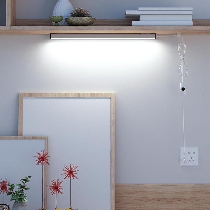 ASOKO Under Cabinet Led Lighting, 12 Inch Light Strip Bar, Cool White 6000K Dimmable Plug in USB Light, Small Thin Led Under Counter Lighting for Kitchen/Room/Shelf/Desk/Display Case