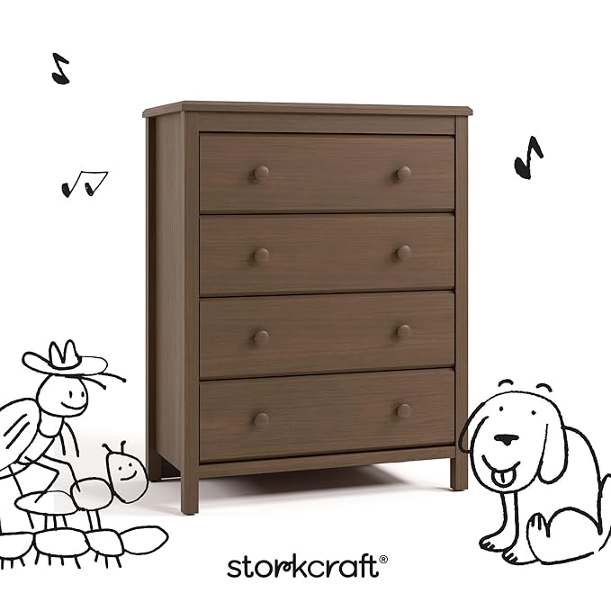 Storkcraft Alpine 4 Drawer Dresser (Hazelnut) – GREENGUARD Gold Certified, Kids Storage Organizer, Modern 4 Drawer Chest for Bedroom, Must-Have Nursery Storage