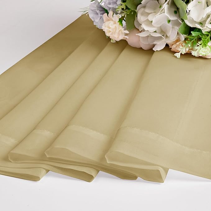 OWENIE Gold Sheer Curtain 96 Inch Long 2 Panels Set, Light Filtering Clear Rod Pocket Soft Sheer Curtain 95 for Bedroom/Living Room, 2Pcs, Each 42" W x 96" L,Gold