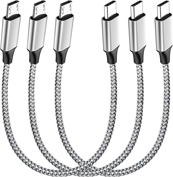 UCEC 3-Pack Braided Nylon USB C to Micro USB Cable, Type C to Micro USB Charging Cord for USBC Devices, Tablet, Camera, Speaker, Phone, Gray