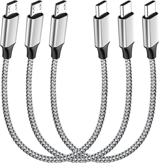 UCEC 3-Pack Braided Nylon USB C to Micro USB Cable, Type C to Micro USB Charging Cord for USBC Devices, Tablet, Camera, Speaker, Phone, Gray