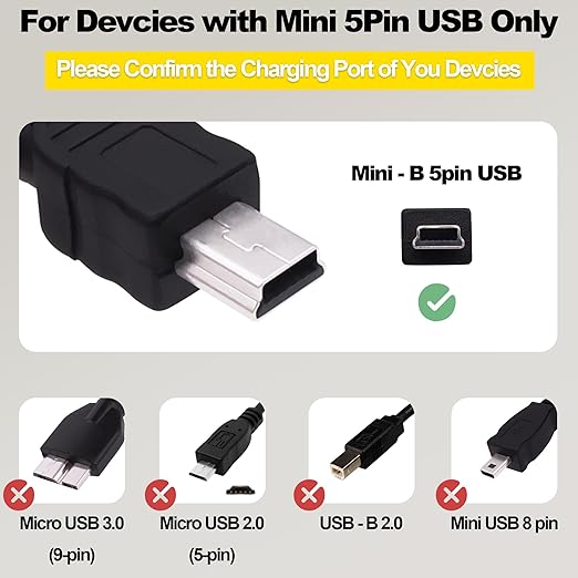Mini B USB to USB C OTG Cable Type C Male to 5 Pin Mini B Male Data Charging Converter Adapter Cable for Digital Camera Game Controller Dash Cam Phone GPS -28cm/2pcs