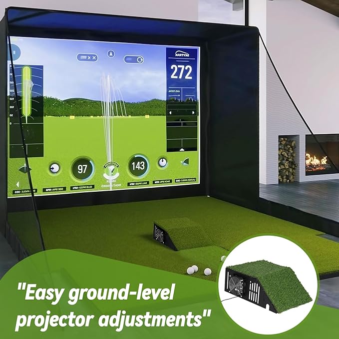 Golf Simulator Projector Cover, Floor-Mounted Projector Enclosure with Cooling Fan and Turf Cover, Durable Protection for Your Golf Simulation, Easy installation