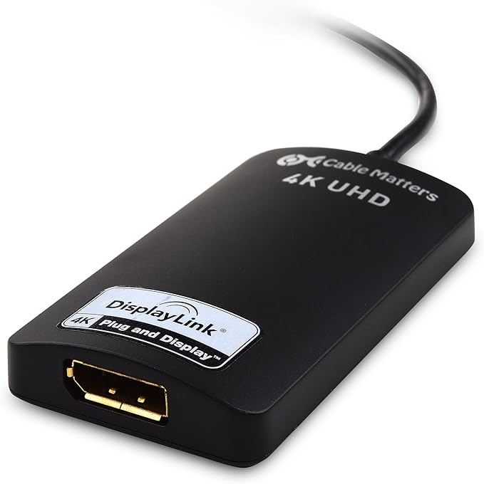 Cable Matters USB to 4K DisplayPort Adapter, USB 3.0 to DisplayPort, USB3 to DP Adapter for Windows