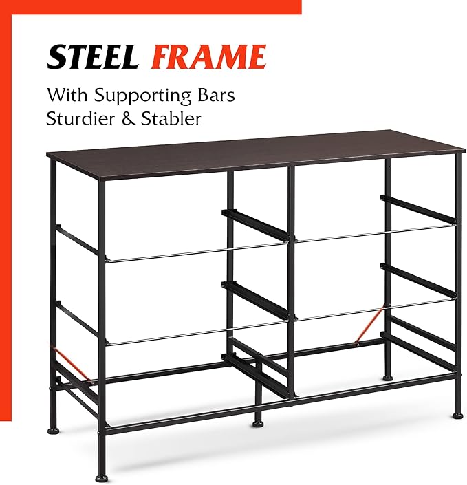 WLIVE Dresser for Bedroom with 6 Drawers, Wide Fabric Dresser TV Stand for 50 Inches TV with Metal Frame, Wooden Top, Fabric Storage Organizer for Livingroom, Hallway, Dark Gray