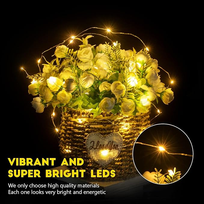 Brightown 24 Pack Fairy Lights Battery Operated String Lights - 7 ft 20 LED Mini String Lights Waterproof Silver Wire Firefly Lights for Vases Mason Jars DIY Crafts Plants Table Centerpieces Wedding