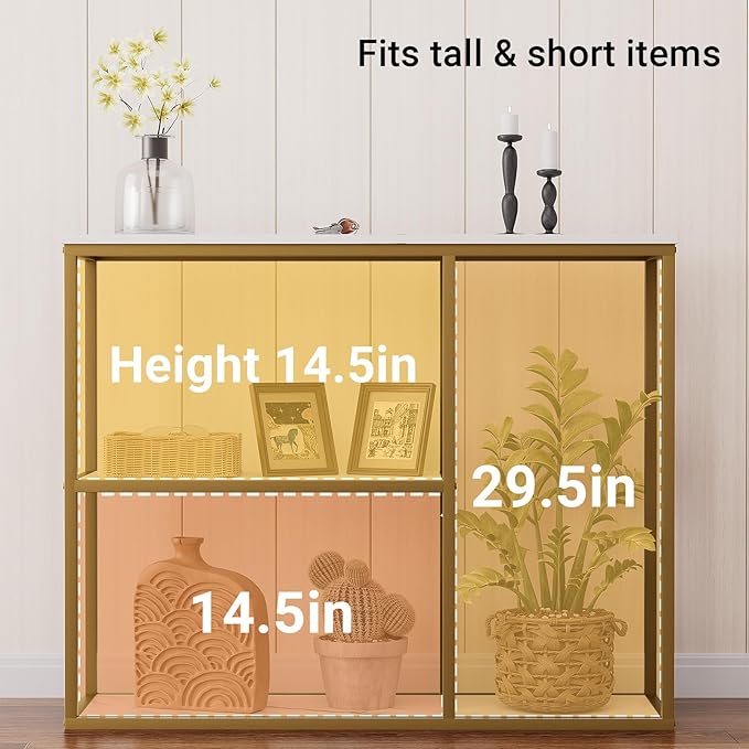 WOHOMO Console Table, Small Entryway Table with Storage Shelves 12'' Narrow Sofa Table Modern Hallway Table for Living Room 31.5" x12''x31.5'' White and Gold