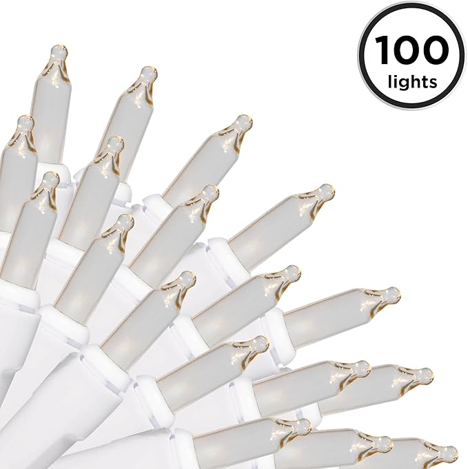 Brite Star 100 Count Mini String Christmas Lights, Clear - 22 feet Indoor/Outdoor Christmas Tree Lights with White Wire